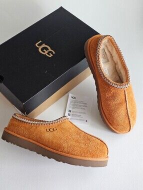 UGG Tasman Shaggy Suede Slippers Dark Apricot Men’s Size 12 Like New Box